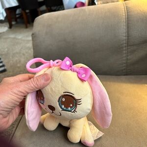 Big Big Baby Pets Cat Dog Bunny Pink Ears Cream Color Embroidered Eyes & Nose